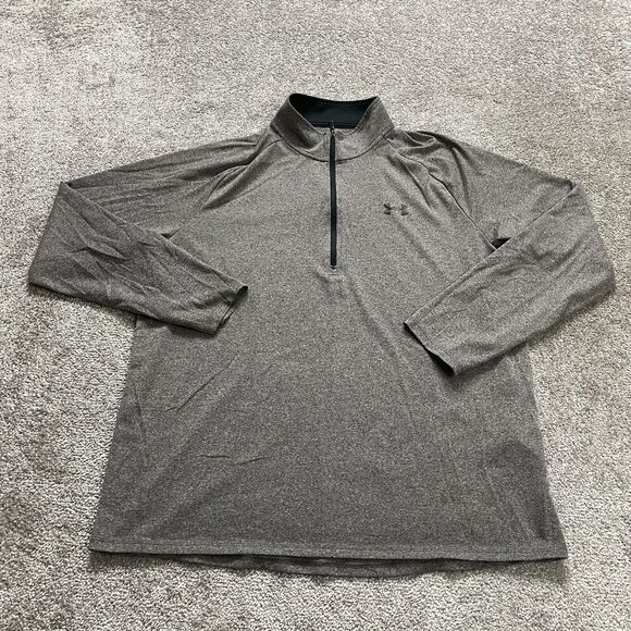 Under Armour Loose Active Jacket Mens XL Gray 1/4 Zip Stretch Athletic Logo - Picture 1 of 9